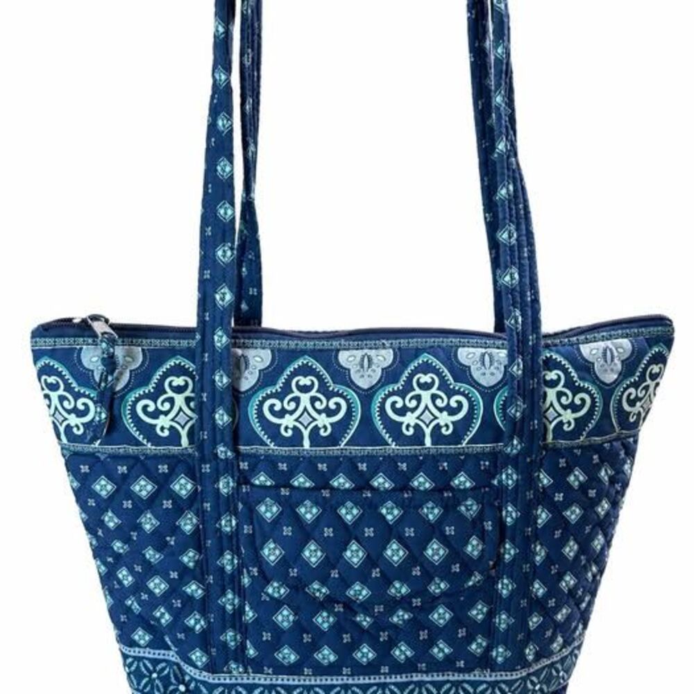Croft & Barrow Quilted Tote Bag Blue Pattern Shoulder Bag
